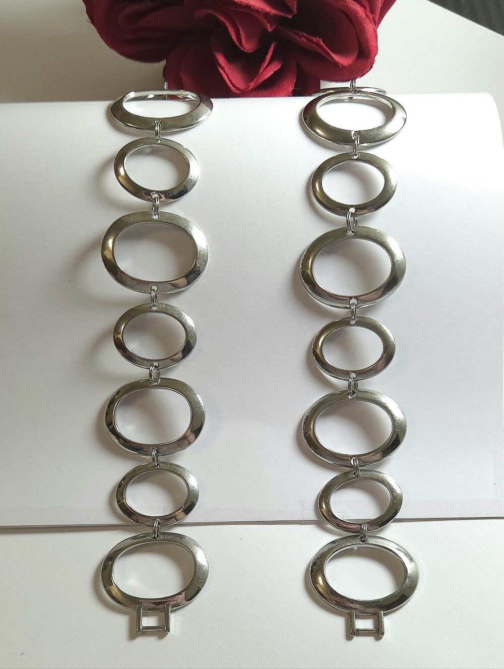 2 Lia Sophia Silver Oval Link Bracelets Size 7.5"